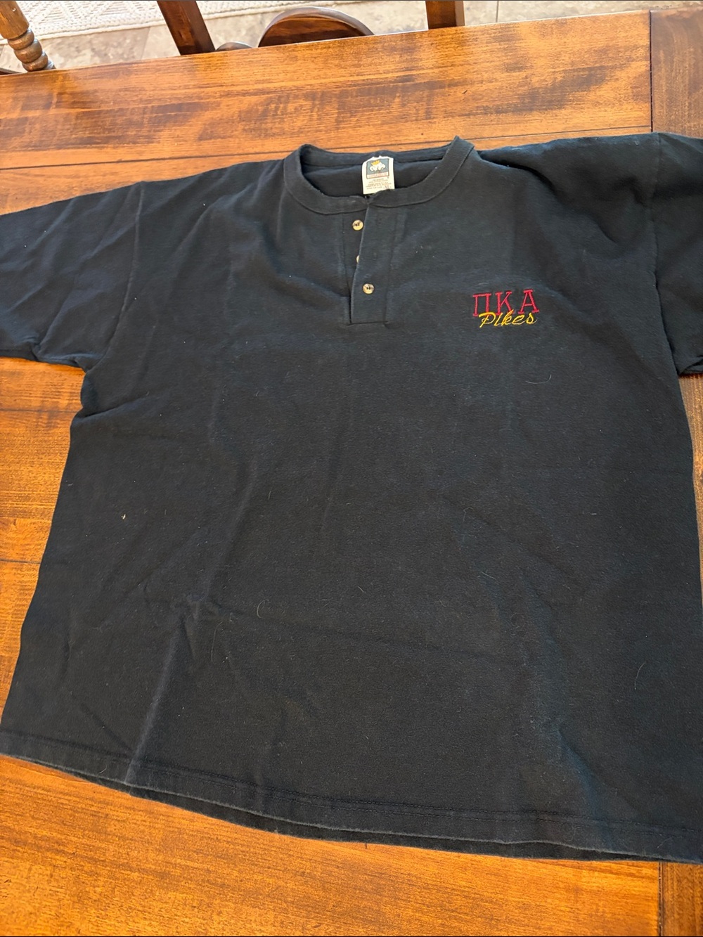 Vintage PIKE fraternity Henley Short Sleeve Shirt